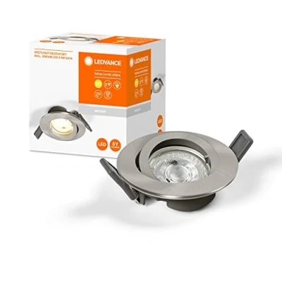 Imagen de LEDVANCE LED SPOT INTEGRATED SLIM Ø8,5cm, foco empotrado para todos los espacios interiores, 4,5W, temperatura de color 3000K, 240 lúmenes, 240V, diseño plano, incl. pinzas, blanco