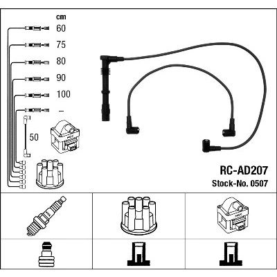 Imagen de NGK 0507 Juego de Cables Encendido 6 AUDI: Coupe B3, 200 C3 Berlina