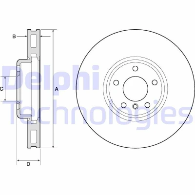 Imagen de DELPHI BG9156C Disco de freno 348 36 5 ventilado revestido altamente carbonizado sin cojinete rueda, anillo sensor ABS BMW: Touring, 7