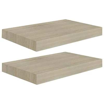 Imagen de vidaXL 2X Estantes Flotantes de Pared Repisa Colgante Estantería Tablero CD Libros Decoración Coleccionables Foto Premio Color Roble MDF 40x23x3,8 cm