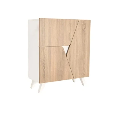 Imagen de MyosHome Mueble Aparador Comoda en Roble y Blanco 80 x 94 34 cm Marte Recibidor, Aparadores para Salon, Entrada Recibidor.