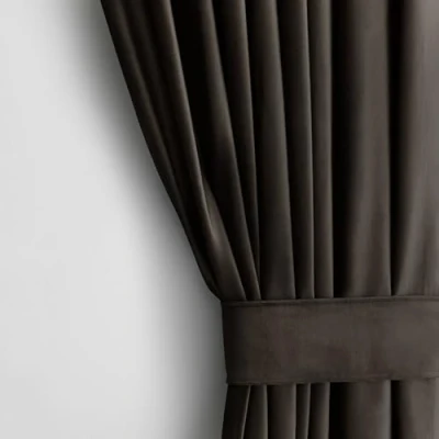 Imagen de AmeliaHome cortina de terciopelo con aspecto aterciopelado 140 x 270 cm color marrón oscuro 1 unidad cinta fruncidora opaca para ventana ligera brillante decorativa