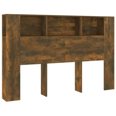Imagen de vidaXL Mueble Cabecero Armario de Cama con Almacenaje Pared Dormitorio Estantería Habitación Libros Decoraciones Color Roble Ahumado 160x18,5x104,5 cm