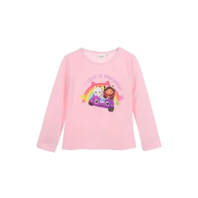 Imagen de Gabby&#039;s Dollhouse Camiseta de manga larga algodón con estampado Amo el arcoíris para niñas, Rosa, 4 años