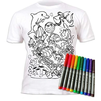 Imagen de Camiseta Splat Planet Color in Sea Life con 10 bolígrafos mágicos Lavables no tóxicos para Colorear y Lavar