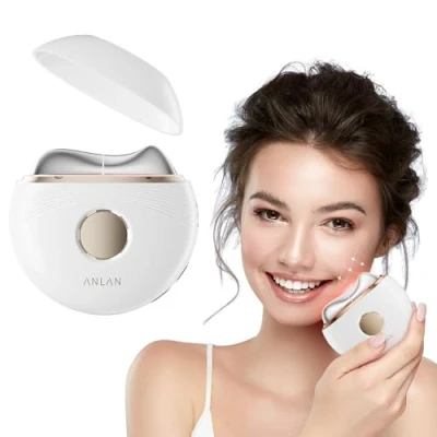 Imagen de ANLAN Gua Sha Yoga Facial, Masajeador Cuello Reafirmante con Frio Calor para Antiarrugas Lifting, EMS Raspado Electrico Reduce Ojeras Relajante y Músculos
