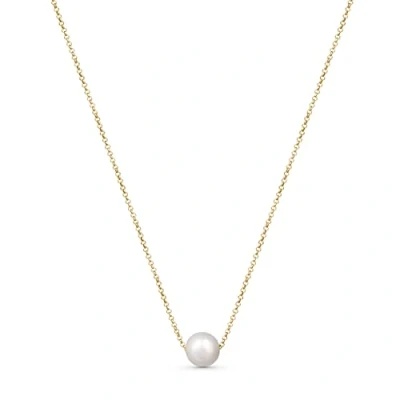 Imagen de Amberta Collar de Perlas Agua Dulce para Mujer en Plata Ley 925: Chapado Oro con Colgante e Perla Flotante 9 10 mm