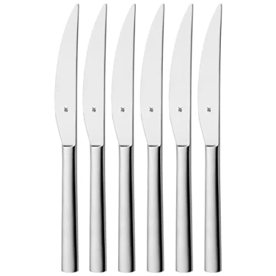 Imagen de WMF Nuova Set Cuchillos de Carne. Cubiertos con Hoja Serrada Acero Inoxidable Cromargan Pulido, 6 Piezas 23 cm