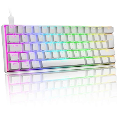 Imagen de UrChoiceLtd UK61 60% Teclado mecánico para Juegos Tipo C Cableado 61 Teclas Retroiluminación LED Impermeable USB RGB Anti Fantasma computadora/PC/Laptop/Mac