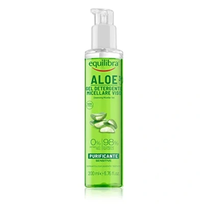 Imagen de Equilibra Cuidado Facial, Gel Micelar Limpiador a Base de Aloe Vera y 3+ para Pieles Sensibles, Desmaquillante Elimina el Maquillaje las Impurezas, Hidrata Tonifica, 200 ml