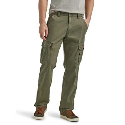Imagen de Wrangler Authentics Pantalón cargo elástico de ajuste relajado para hombre, Verde Oliva, 34W x 29L