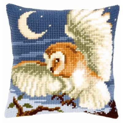 Imagen de Vervaco Punto De Cruz Kit Cojin Decorativo BÚHO Manualidades Adultos Decoracion Bordar Principiantes Completo DIY Bordado Creativo Regalo ca. 40x40 cm Cross Stitch Embroidery