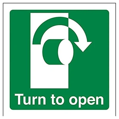 Imagen de VSafety Turn To Open (sentido de las agujas del reloj) cuadrado 100 mm x 1 plástico rígido