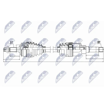 Imagen de NTY NPW PE 015 Árbol de transmisión Eje delantero, derecha, delantero 861 PEUGEOT: 208 I Hatchback, CITROËN: C3 II