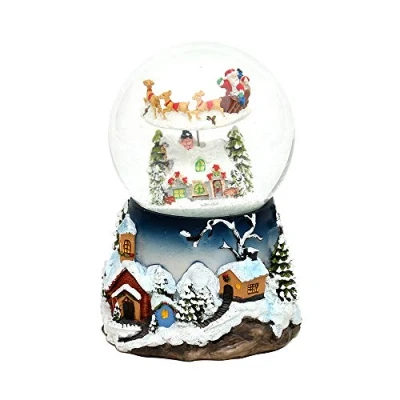 Imagen de Dekohelden24 Bola de Nieve XXL con rotación, remolinos y Sonido, Dimensiones H/B/Ø Bola: Aprox. 19,5 x 13,5 cm/Ø 12 cm.