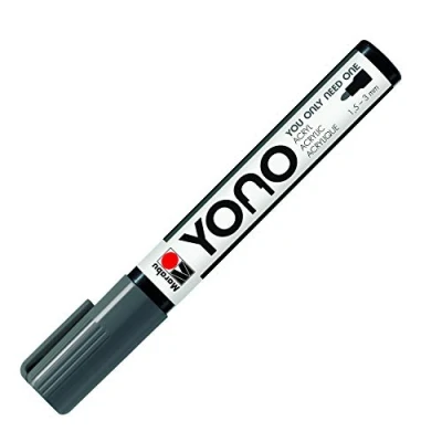 Imagen de Marabu YONO 12400103079 Rotulador acrílico versátil con Punta Redonda Japonesa de 1,5 a 3 mm, Base, Resistente la luz y al Agua, para Casi Todas Las Superficies, Gris Oscuro, mm