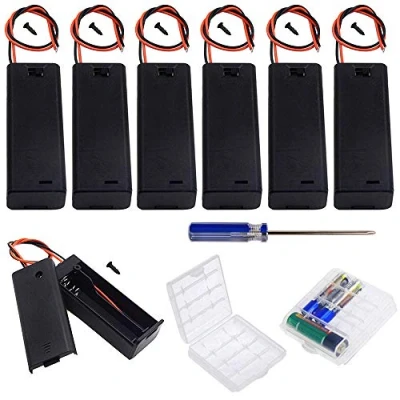 Imagen de GTIWUNG 9Pcs AA 1.5 V batería Titular Caso Caja de Almacenamiento la plástico con Interruptor ON/Off, DIY Portapilas Cables