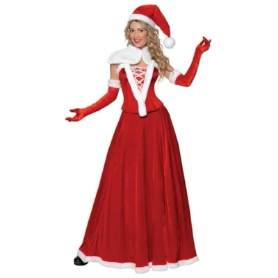 Imagen de Smiffys Disfraz de lujo Miss Santa, Rojo, con gorro, capa, corsé, falda y guantes