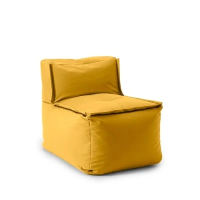 Imagen de Lumaland Puf de salón modular, parte central, muebles asiento lavables e impermeables para interiores y jardines, interior exterior, fácil ampliar, 54 x 81 70 cm, amarillo mostaza