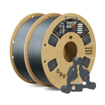 Imagen de Overture PETG Filamento 1,75 mm, bobina de 2 kg (4,4 lbs), precisión dimensional +/ 0,02 mm (gris espacial 1 kg*2)