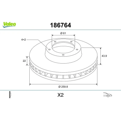 Imagen de Valeo 186764 Disco de freno aceitado Caja discos 2 Ventilado Eje delantero Similar a diseño y calidad OE experto en frenado desde 1923