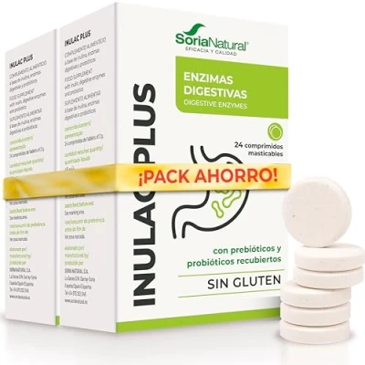 Imagen de Soria Natural Inulac Plus Probioticos y Prebioticos intestinales, Enzimas digestivas Alivia la pesadez, Favorece digestión Ayuda en Estreñimiento, Diarrea, Gases e Hinchazon Adultos PACK2