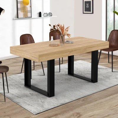 Imagen de PHOENIX Mesa de comedor rectangular extensible para 4 6 personas en madera y negro 120 160 cm IDMarket