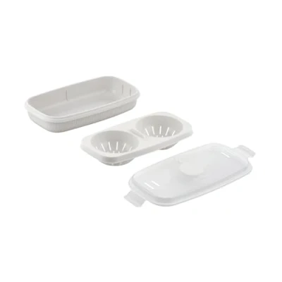 Imagen de CARE + PROTECT Escalfador de huevos y tortillas para microondas, recipiente ideal cocinar al vapor, servir almacenar, sin BPA, 24 x 12,5 6 cm