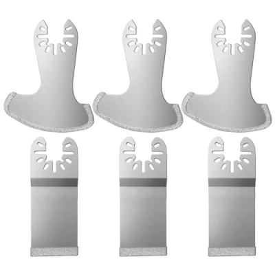 Imagen de LEILUO Cuchillas Multiherramientas Oscilantes Juego de 6 Piezas Diamante para Eliminación Lechada Compatible con DeWalt Milwaukee Makita Ryobi y Más