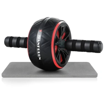 Imagen de rueda Abdominal Ab Wheel Abdominales Roller con Rodilla Mat Entrenamiento Muscular Fitness Ejercicio en Casa (negro y rojo)