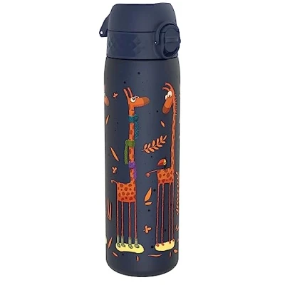Imagen de Ion8 Botella Agua, 500ml, a Prueba de Fugas, Fácil Abrir, Cerradura Segura, Apta para Lavavajillas, Sin BPA, Asa Transporte, Limpiar, Neutro en Carbono, Diseño Jirafas