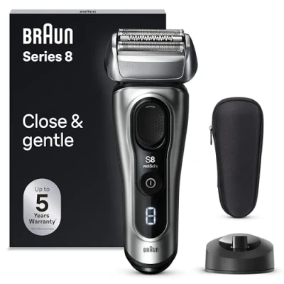 Imagen de Afeitadora Braun Series 8 8517s, Recortadora integrada, Base De Carga, Wet&amp;Dry, Plata