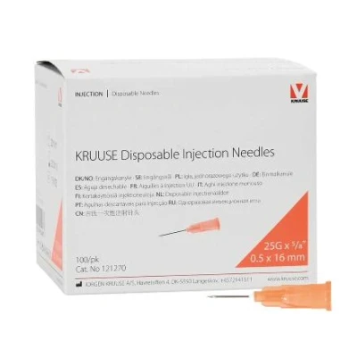 Imagen de Kruuse Aguja desechable 0,8 x 16 mm (21Gx5/8) luer lock, p/100, Adecuado para Ganadería