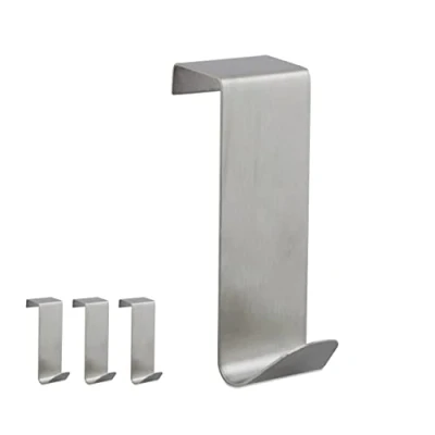 Imagen de Relaxdays Pack 12 Colgadores Puerta, Acero Inoxidable, Plateado, 7 x 2,5 5 cm