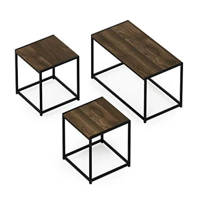 Imagen de Furinno Camnus Mesa Baja Vie Moderne, Juego de con Una Basse y Dos Mesas Auxiliares, Nogal Columbia