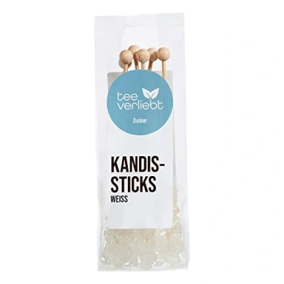 Imagen de FRUTEG Candi Sugar Sticks blanco 6 palillos de en bolsa papel aluminio Delicioso café y té azúcar el tallo la barra Rock Candy PCS.