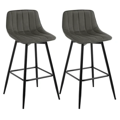 Imagen de WOLTU 2X Taburete de Bar con Respaldo Paquete 2 Marco Metal Muebles Cocina Asiento Terciopelo Taburetes Altos Sillas Altas Negro BH253sz