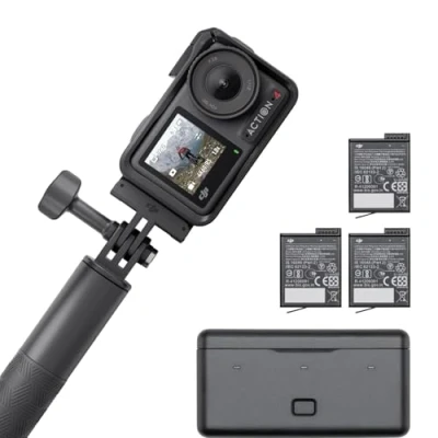 Imagen de Cámara deportiva DJI Osmo Action 4 Adventure Combo, 4K, Sumergible hasta 18 m, 2 pantallas táctiles, Negro
