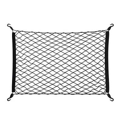 Imagen de Relaxdays Red Maletero Coche, 80x62cm, Malla Elástica Equipaje para Vehículo, Ganchos, Universal, Separador Carga, Negro