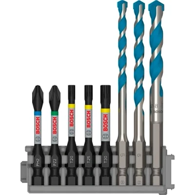 Imagen de Bosch Professional 8 uds. Impact Control Punta de Atornillar y Broca HEX 9 MultiConstruction (Pick and Click, Multi Ø 5/6/8mm, Accesorio Atornilladores Impacto)