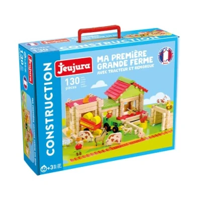 Imagen de JEUJURA My First Big Farm, Tractor &amp; trailer 130 pcs Juegos de construcción, Multicolor (J8237)