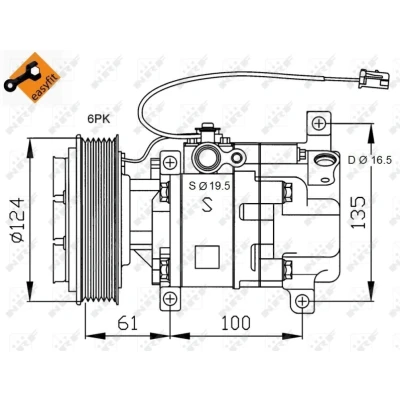 Imagen de NRF EASY FIT 32233 compresor de Aire Acondicionado H12A1 12 PAG 46 con aceite PAG, junta anular MAZDA: 3 Hatchback, Berlina