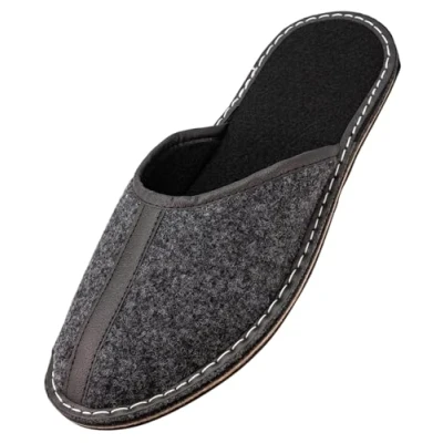 Imagen de APREGGIO Pantuflas Hombre 49 Talla Negro de Fieltro Artesanales Confortables