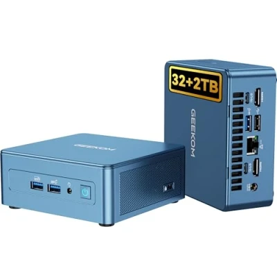 Imagen de GEEKOM Mini IT13 PC, Intel Core i9 13900H (14 núcleos, 20 hilos, hasta 5,4 GHz), 32 GB DDR4, 1TB SSD PC con Windows 11 Pro, NUC13 Ordenador de Sobremesa Gráficos Iris Xe 8K USB4*2