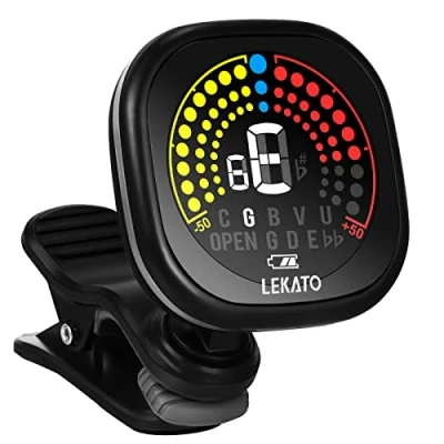 Imagen de Lekato afinador de clip para guitarra, recargable digital con indicador led guitarra acústica, violín, ukelele y cromática