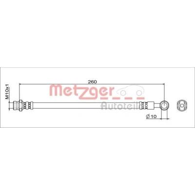 Imagen de METZGER 4111743 Latiguillos de freno Eje trasero izquierda, trasero, derecha, en la pinza del 260 MITSUBISHI: ASX SUV