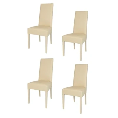 Imagen de t m c s Tommychairs Set 4 sillas Luisa para Cocina, Comedor, Bar y Restaurante, solida Estructura en Madera de Haya Asiento tapizado Polipiel Arena