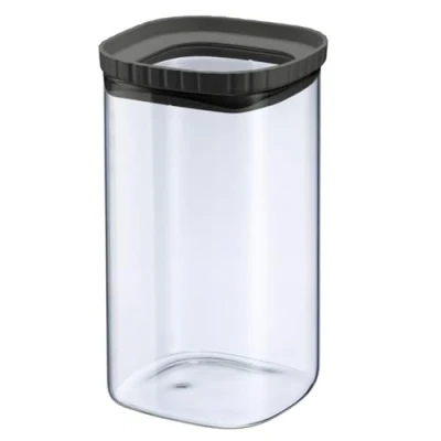 Imagen de Westmark Glasdose Bote de Vidrio Silicona, Tarro Almacenamiento con Tapa para Guardar Pasta, Especias, Té, Dulces y Mucho Más, Cuadrado, Apilable, 1.500 ml