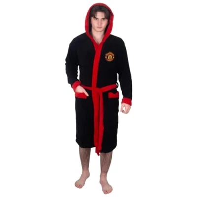Imagen de Manchester United FC Batín Oficial para Hombre Forro Polar Negro Grande