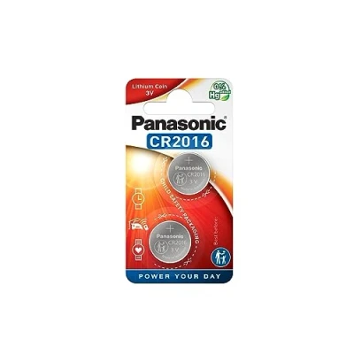 Imagen de Panasonic CR2016 Pila botón de litio no recargable, 3V, 90 mAh, Paquete 2 unidades
